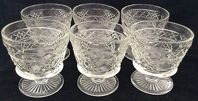#ad 6 Vtg Big Top Sherbet Champagne Footed Glass Dishes Arches Diamonds Clear HA $19.94