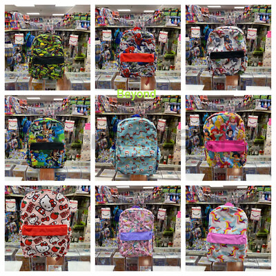 #ad 16quot; All Print Canvas Backpack Disney Movies 9 Cool Themes Kids Back to School $23.99