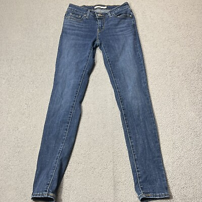 #ad Levis 711 Jeans Size 25 Womens Skinny Ankle Low Rise Medium Wash Blue Denim $18.88