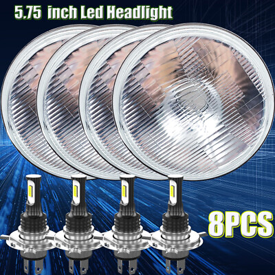 #ad For Buick Riviera 1963 1974 8PCS 5 3 4quot; 5.75 inch Round LED Headlights High Low $114.62