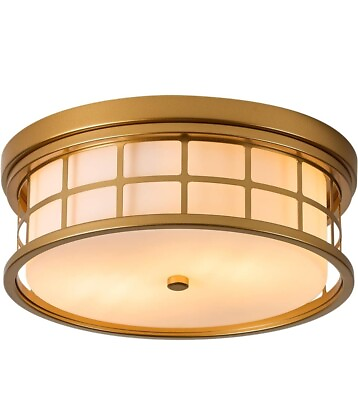 #ad HANASS Gold Flush Mount Ceiling Light Fixtures Kitchen Bedroom Hallway $69.00