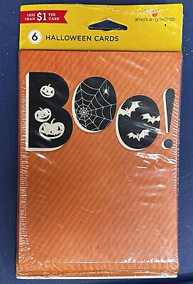 #ad AMERICAN GREETINGS HALLOWEEN CARDS 6 PACK BOO HAPPY HALLOWEEN CARDS NEW $7.99
