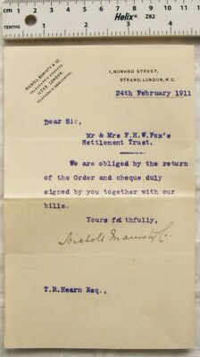 #ad 1911 letter Nicholl Manistry amp; Co. Strand GBP 1.50