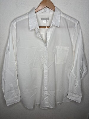 #ad Outerknown Sydney Sheer Boyfriend Shirt Organic Cotton White Women#x27;s Top Size L $39.00