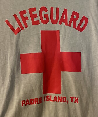 #ad Vintage Gray Padre Island TX Lifeguard T Shirt Size L No Tag $103.00