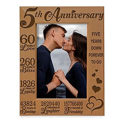 #ad 5th Anniversary Engraved Natural Wood Picture Frame and Gifts 5th Wood Weddin... $33.63