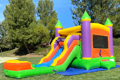 #ad Commercial Inflatable Orange Purple Combo Bounce House Slide Pool 1.5HP Blower $1756.00