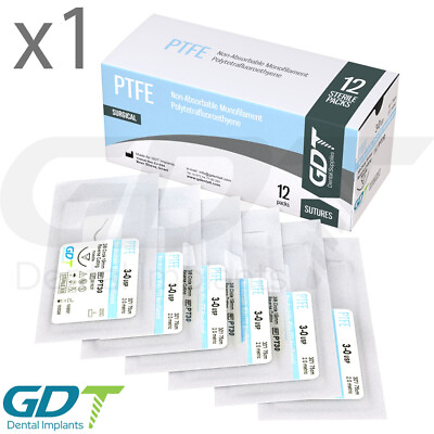 #ad Synthetic Monofilament PTFE Sterile White Sutures 12pcs 19mm Reverse Cutting $85.00