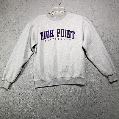 Vinatge Champion High Point University Sweatshirt Men#x27;s M Gray Sewn Letters Logo $24.95