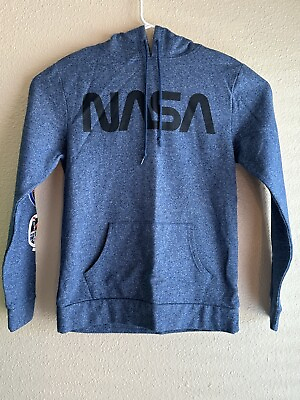 #ad Aldrin Family Foundation Pullover Hoodie Size Small Color Blue NASA Print Patch $21.99
