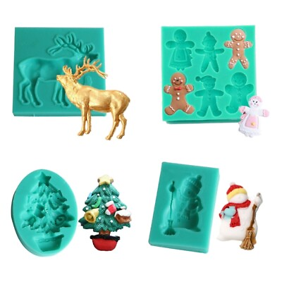 #ad Fondant Moulds Chocolate Molds Baking Mold Christmas Series Silicone Material $7.68