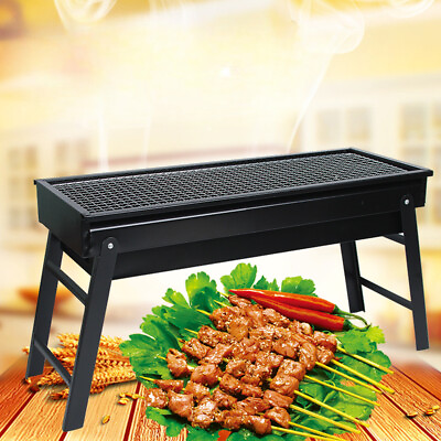 #ad new Portable Foldable Charcoal Barbecue Rack Outdoor Drawer Barbecue Stove 60cm $80.99