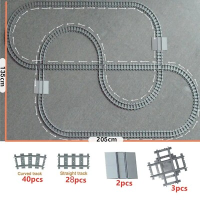 #ad Train Rail Set Straight Curved Crossing Tracks Switch Building Blocks for LEGO $115.05