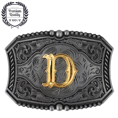 #ad Metal Zinc Alloy Belt Buckle Western Cowboy Casual Fashion Style Gold Letter quot;Dquot; AU $31.30