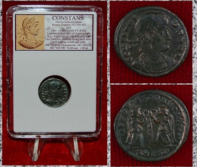 #ad Ancient Roman Empire Coin CONSTANS Two Victories With Wreath Thessalonica Mint $59.50