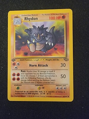 #ad Rhydon 45 64 Jungle Pokemon TCG 1st Edition Uncommon LP $3.99