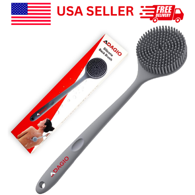 #ad Silicone Body Scrubber Long Handle Back Scrubber for Shower Silicone Body Brush $9.99