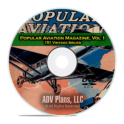 #ad Popular Aviation Magazine Vol 1 151 Issues 1927 1944 American Flight DVD D07 $8.99