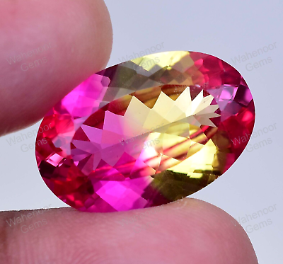 #ad Natural Pitambari Sapphire 22.10 Ct Oval Pink amp; Yellow IF Certified Gemstone $196.00