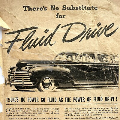 #ad 1941 Vintage Chrysler Print Ad Fluid Drive For Modern VACAMATIC Transmission $12.95