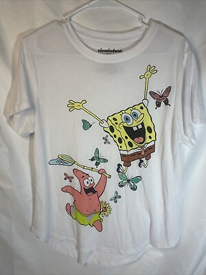 #ad Nickelodeon Sponge Bob Juniors T Shirt Tee “Spread Your Wings” White XXL 19 $13.41