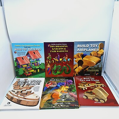 #ad 6 Wooden Toy Pattern Book Dragons Knights Cars Trucks Dinosaurs Boats Airplanes $47.82