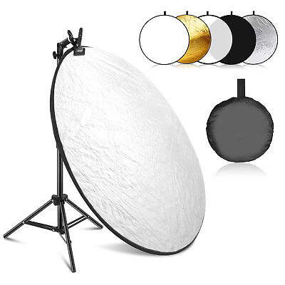 #ad Neewer 80cm Light Reflector with Metal Clamp and Stand 5 in 1 Collapsible $44.49