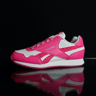 #ad Reebok Royal Classic Jog Kids Shoe Athletic Sport Sneakers White Pink #278 $39.95
