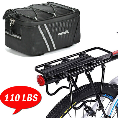 #ad Rear Bike Rack Bicycle Cargo Rack Luggage Carrier Holder Pannier w Storage Bag $13.59