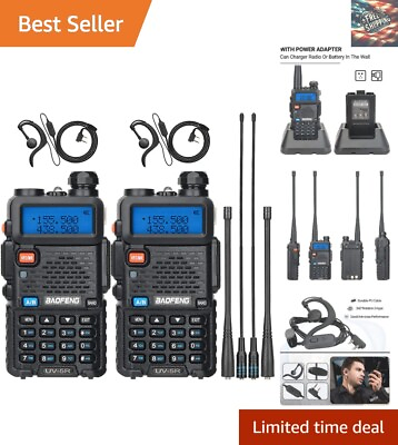 #ad Dual Band VHF UHF Handheld Two Way Radio Long Range Rechargeable 2 Pack $67.79