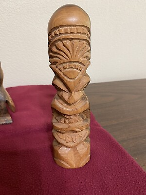 #ad VINTAGE Mid Century Hawaiian Wooden Carved Totem Tiki $200.00