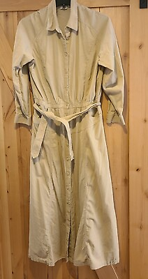 #ad Vintage Together Sz 16 Beige Corduroy Belted Pockets Boho Button Down Dress Maxi $12.00