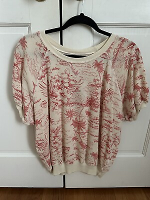#ad NWT The Great Short Sleeve Puff Women’s Sweatshirt In Red Palm Size 2 $174.99