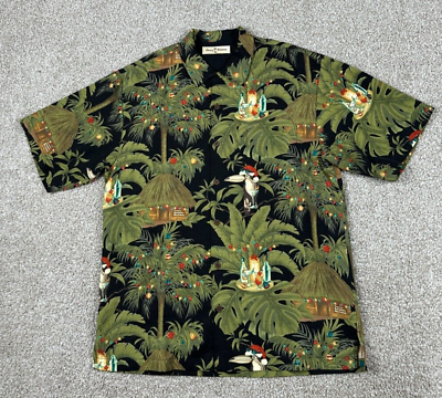 #ad Tommy Bahama Shirt Mens Medium Green Floral Hawaiian Button Up Christmas Silk $34.95