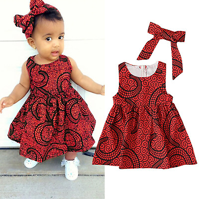 #ad Sleeveless Toddler Baby Girls Princess Outfits With Headband Traditional Dress $12.14