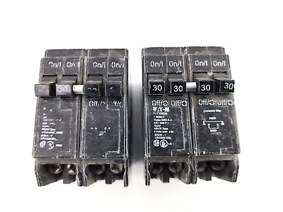 #ad 2pcs Used Eaton 30A 4 Pole Circuit Breaker Types BRD amp; A 120 240V $44.99