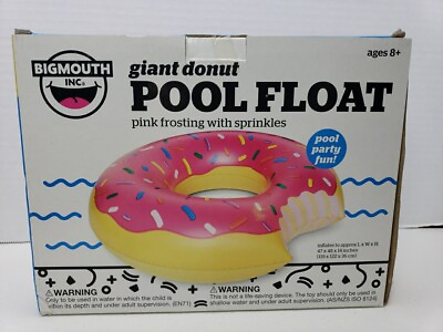 #ad Bigmouth Inc Pink Frosted Donut Pool Float with Sprinkles New In Box $9.99