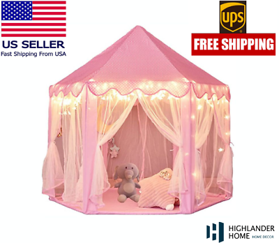 #ad Tent Princess Castle Playhouse Fairy Play Tent with Star Lights 55quot; X 53quot; Pink $28.99