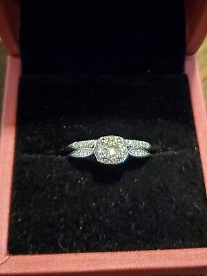 #ad Diamond Bridal Set round stone with halo $595.95