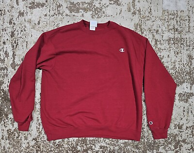 #ad Champion Unisex Size XL Pullover Crewneck Sweatshirt Maroon Embroidered $25.00