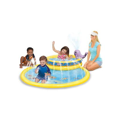 #ad Little Tikes My First Lil Water Park Round Splash Pool with Whale Sprinkler $33.23