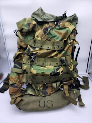 #ad Large Military Field Pack LARGE with Internal Frame Camouflage WOODLAND $75.00