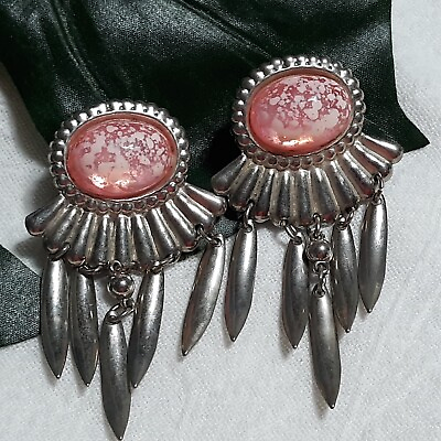 #ad Pink Southwestern Earrings Boho Dangle Drop Beach Vacation Jewelry Feathers $8.54