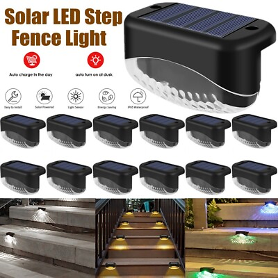 #ad 4 28 Pcs Outdoor Solar LED Deck Light Garden Patio Pathway Stair Step Fence Lamp $39.84