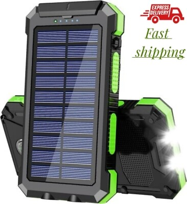 #ad Cell phone Charger Solar Power Bank Portable 20000 mah Waterproof Battery Backup $14.59