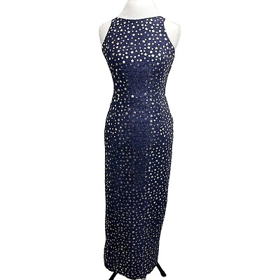 #ad Vintage Roberta Maxi Dress XS Stars Glitter Strappy Holiday Party Formal $49.00