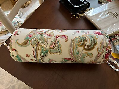 #ad NEW Corded Bolster Neck Roll Pillow made w Ralph Lauren Antigua Paisley Fabric $25.00