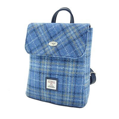 #ad Ladies Authentic Harris Tweed Mini Backpack Light Blue Check $92.88