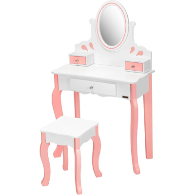 #ad Kids Vanity Table Set Makeup Dressing Table Gifts For Girls 360° Rotating Mirror $69.99