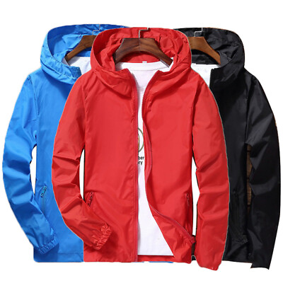 #ad Mens Outwear Lightweight Windbreaker Waterproof Rain Jacket Hooded Breathable $9.49